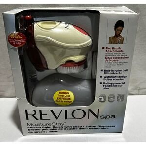 REVLON SPA MoistureStay Shower Palm Brush with Soap‎ & Lotion Dispenser Battery